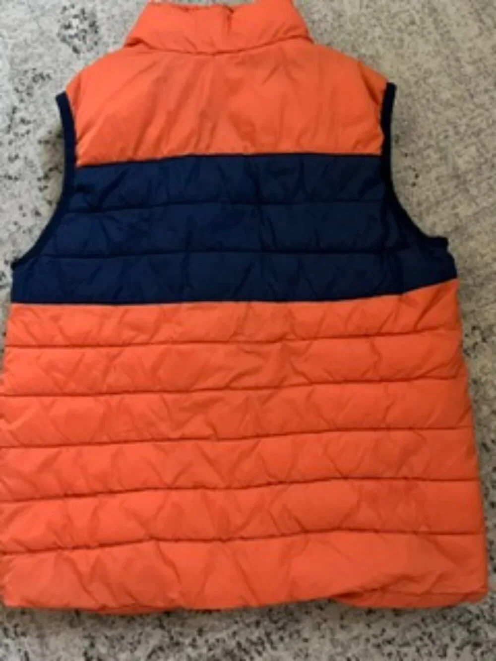 🧡3/$15 Janie and Jack Orange and Navy Blue Colorblock Puffer Vest 5 to 6